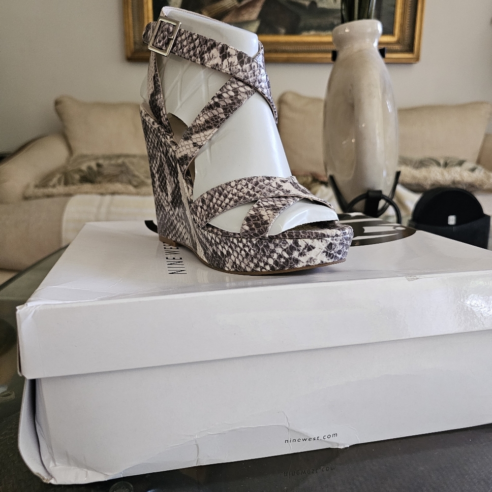 Nine West Snake Print Wedges